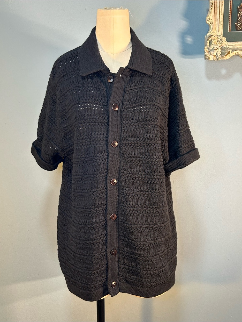 J. Crew Black Knit Polo